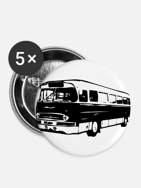 Ikarus 66 Bus Omnibus - Buttons klein 25 mm (5er Pack) - Weiß