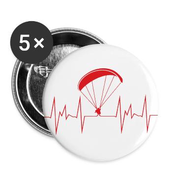 herzschlag gleitschirm - Buttons klein 25 mm (5er Pack) - Weiß - Vorne