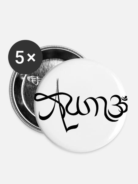 Aum - Buttons klein 25 mm (5er Pack) - Weiß
