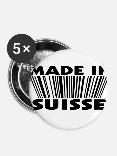 Made in suisse 3D code - Buttons klein 25 mm (5er Pack) - Weiß