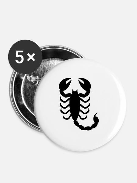 Skorpion - Buttons klein 25 mm (5er Pack) - Weiß