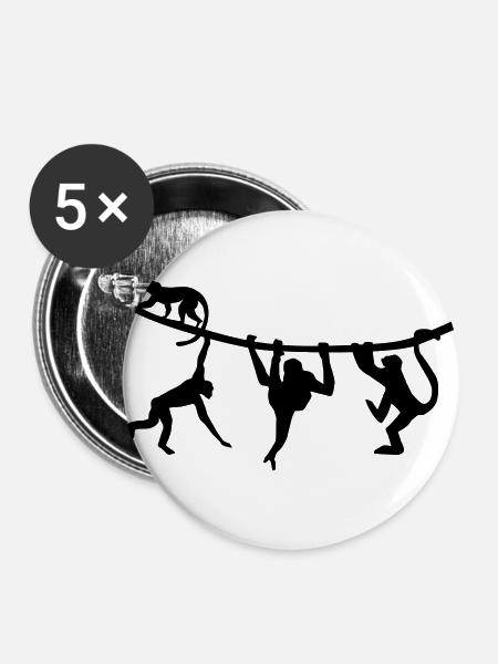 Affen beim Klettern - Buttons klein 25 mm (5er Pack) - Weiß