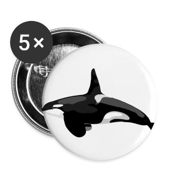 Orca - Lot de 5 petits badges (25 mm) - blanc - Devant