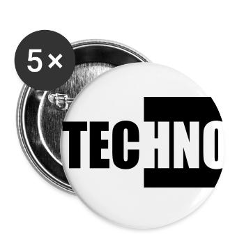 Techno - Buttons klein 25 mm (5er Pack) - Weiß - Vorne