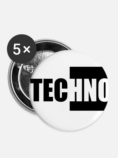 Techno - Buttons klein 25 mm (5er Pack) - Weiß
