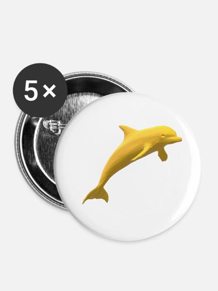 Delphin Gold - Buttons klein 25 mm (5er Pack) - Weiß