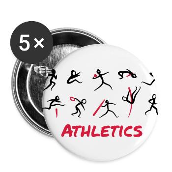 Athletics, Track and Field - Lot de 5 petits badges (25 mm) - blanc - Devant