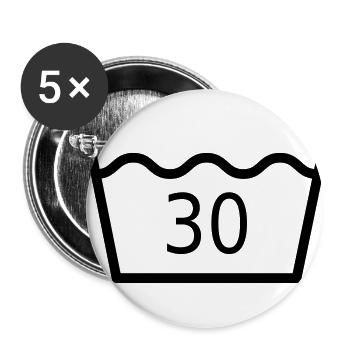 Dreissig Grad Waschgang - Buttons klein 25 mm (5er Pack) - Weiß - Vorne