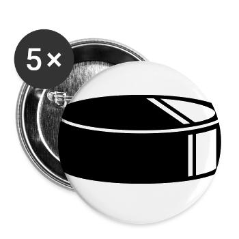 Hockey sur glace rondelle - Lot de 5 petits badges (25 mm) - blanc - Devant