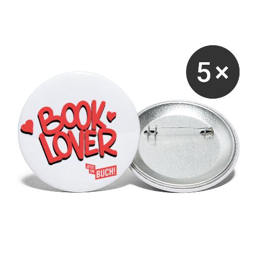 Booklover (rot) - Buttons klein 25 mm (5er Pack)
