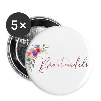 Blumen Braut Maedels 2 - Buttons klein 25 mm (5er Pack) - Weiß - Vorne