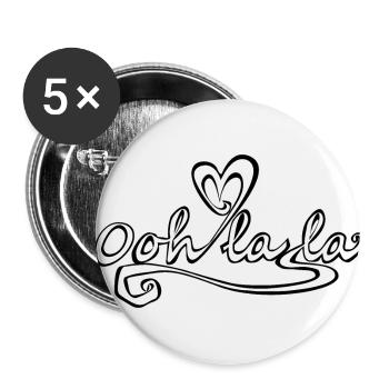 Ooh lala black and white heart - Buttons small 1''/25 mm (5-pack) - white - Front