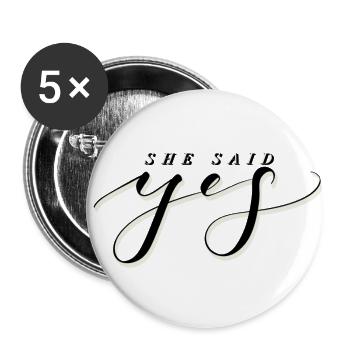 Elle a dit oui - Lot de 5 petits badges (25 mm) - blanc - Devant