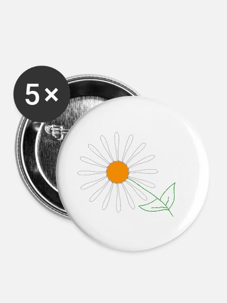Sonnenblume - Buttons klein 25 mm (5er Pack) - Weiß