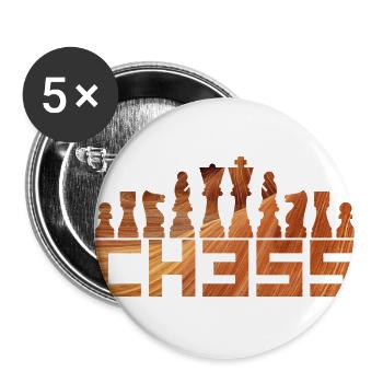 Échecs - Lot de 5 petits badges (25 mm) - blanc - Devant