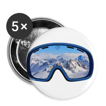 Ski goggles reflect mountain panorama - Buttons small 1''/25 mm (5-pack) - white - Front
