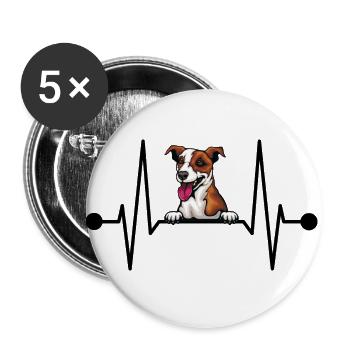 Jack Russell Terrier Mama Herzschlag Peeking - Buttons klein 25 mm (5er Pack) - Weiß - Vorne