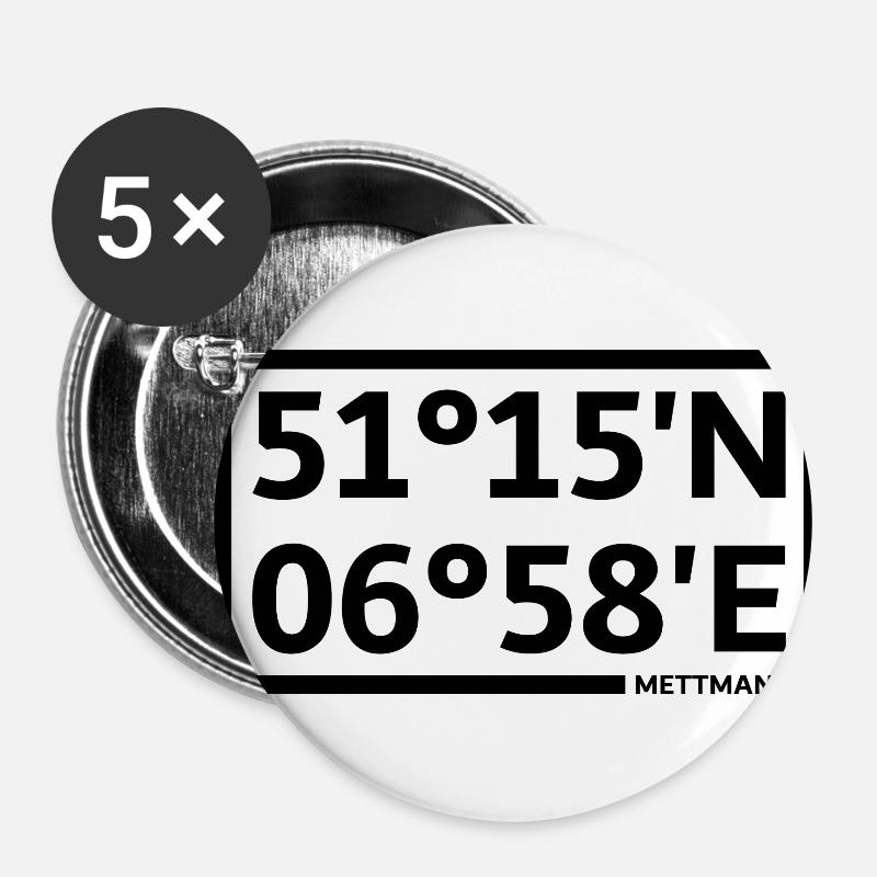 Mettmann coordinates - Buttons small 1''/25 mm (5-pack) - white