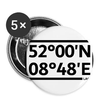 Lage Koordinaten - Buttons klein 25 mm (5er Pack) - Weiß - Vorne