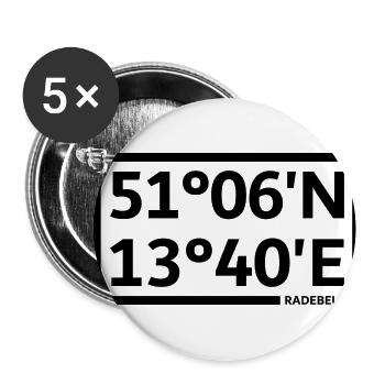 Radebeul coordinates - Buttons small 1''/25 mm (5-pack) - white - Front