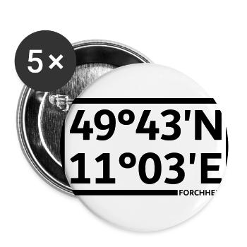 Forchheim coordinates - Buttons small 1''/25 mm (5-pack) - white - Front