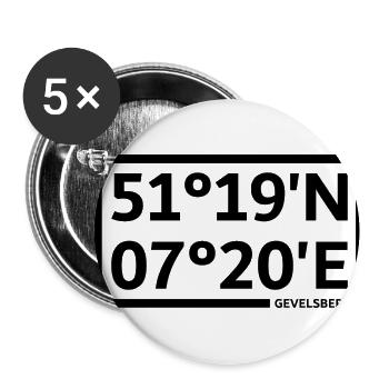 Gevelsberg coordinates - Buttons small 1''/25 mm (5-pack) - white - Front