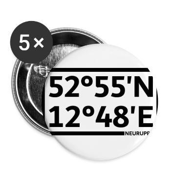 Neuruppin coordinates - Buttons small 1''/25 mm (5-pack) - white - Front