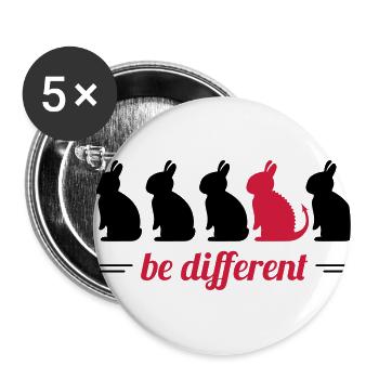 be different Hasen Kanichen Ostern bunny Häschen - Buttons klein 25 mm (5er Pack) - Weiß - Vorne