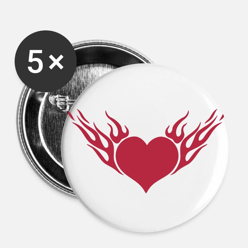 Fire Heart 1c - Buttons small 1''/25 mm (5-pack) - white