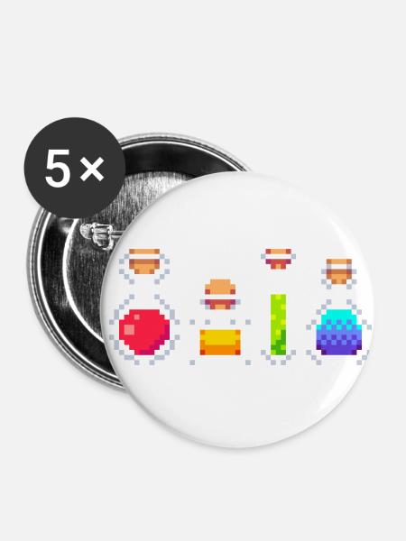 RPG Tränke - Buttons klein 25 mm (5er Pack) - Weiß