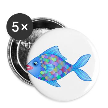 Fatty der Fisch - Buttons klein 25 mm (5er Pack) - Weiß - Vorne