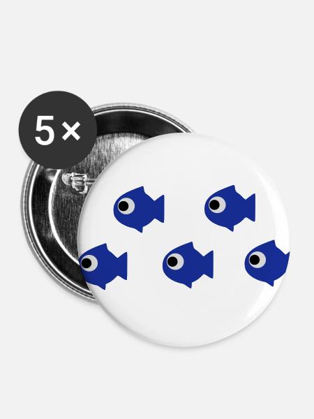 Fischschwarm - Buttons klein 25 mm (5er Pack) - Weiß