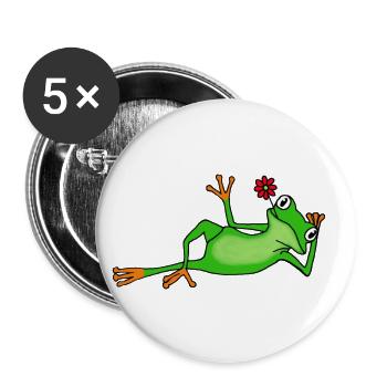 Hi, Frosch - Buttons klein 25 mm (5er Pack) - Weiß - Vorne