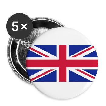 UK Flag Gift Idea - Buttons small 1''/25 mm (5-pack) - white - Front