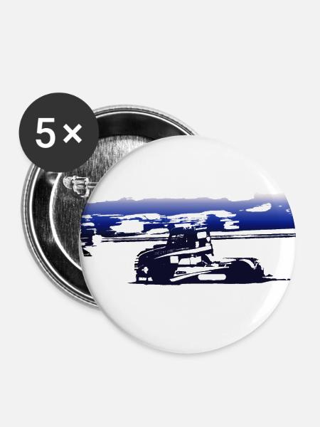 Rennwagen - Buttons klein 25 mm (5er Pack) - Weiß