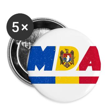 Moldawien Fahne Flagge MDA - Buttons klein 25 mm (5er Pack) - Weiß - Vorne