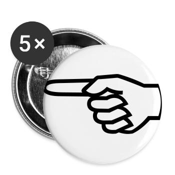 Hand, finger - to the left (cheap!) - Lot de 5 petits badges (25 mm) - blanc - Devant