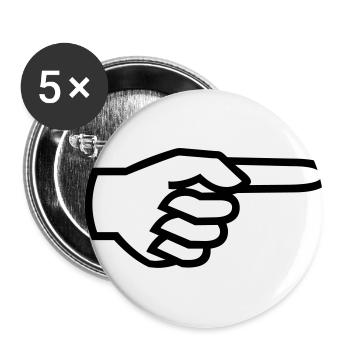 Hand, finger - to the right (cheap!) - Lot de 5 petits badges (25 mm) - blanc - Devant