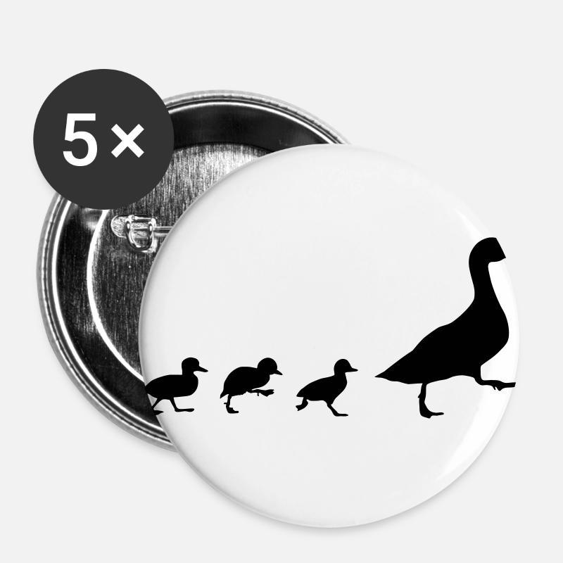 Duck and 3 chicks (super cheap!) - Lot de 5 petits badges (25 mm) - blanc