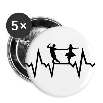 Tanzen Herzschlag, Tänzer - Buttons klein 25 mm (5er Pack) - Weiß - Vorne