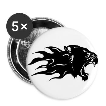panthere noir profil flamme 3 - Lot de 5 petits badges (25 mm) - blanc - Devant