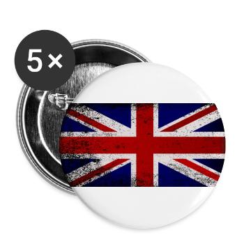 Grunge Union Jack Flagge - Buttons klein 25 mm (5er Pack) - Weiß - Vorne