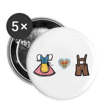 Bayerische Tracht - Buttons klein 25 mm (5er Pack) - Weiß - Vorne