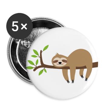 lazy sloth - Buttons klein 25 mm (5er Pack) - Weiß - Vorne