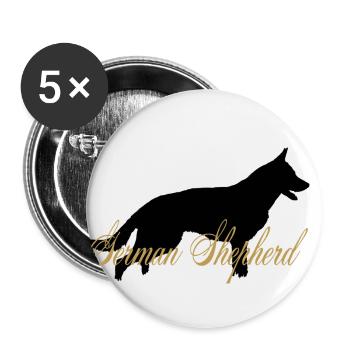 German Shepard BLACK GOLD - Buttons small 1''/25 mm (5-pack) - white - Front
