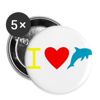 Dolphin Delfin - Buttons klein 25 mm (5er Pack) - Weiß - Vorne