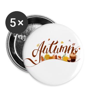 Autumn Design - Kürbisse und herbstliche Elemente - Buttons klein 25 mm (5er Pack) - Weiß - Vorne