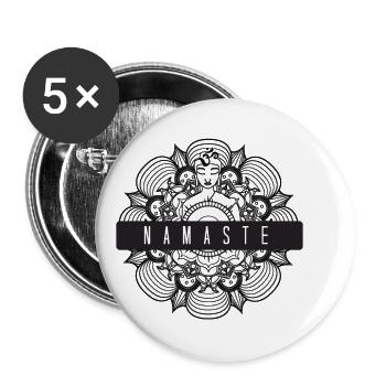 Namaste - Lot de 5 petits badges (25 mm) - blanc - Devant