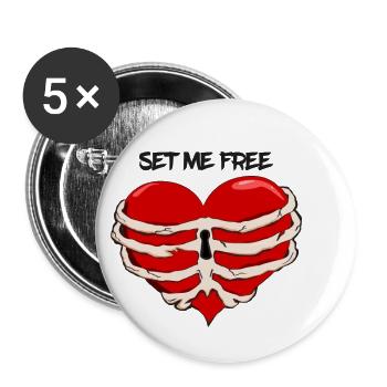 Set me free - Lot de 5 petits badges (25 mm) - blanc - Devant