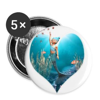 Little Mermaid 1 - Buttons klein 25 mm (5er Pack) - Weiß - Vorne